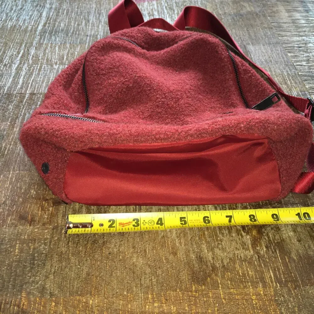 Lululemon City Adventurer Mini Sherpa Backpack Magma Burnt Orange 10L Fleece EUC
